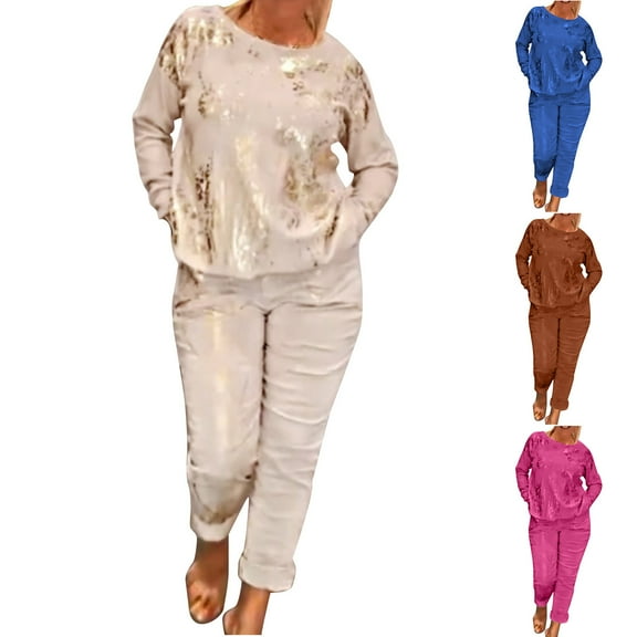 Autumn Two Piece Sets for Women Plus Size Leisure Long Sleeved Pants Set Two Piece Set