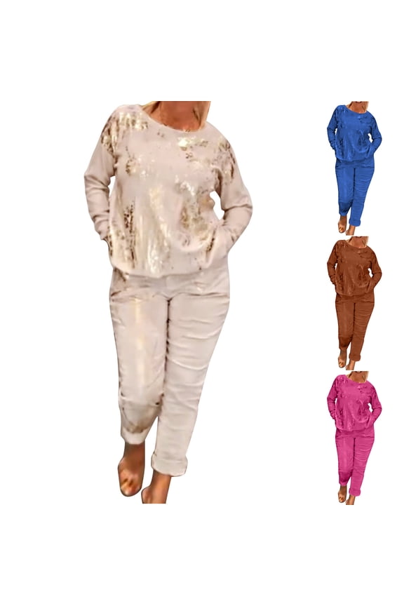 Autumn Two Piece Sets for Women Plus Size Leisure Long Sleeved Pants Set Two Piece Set