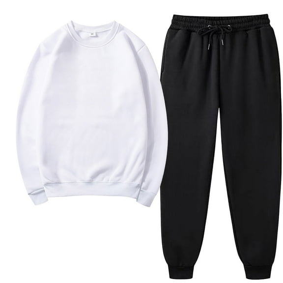 Autumn Two Piece Sets for Women Plus Size Solid Color Round Neck Pullover Casual Sports Pants Sports Set