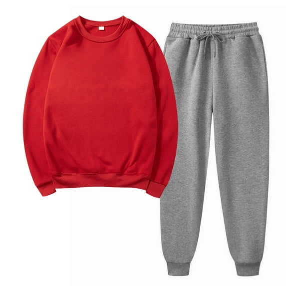 Autumn Two Piece Sets for Women Plus Size Solid Color Round Neck Pullover Casual Sports Pants Sports Set