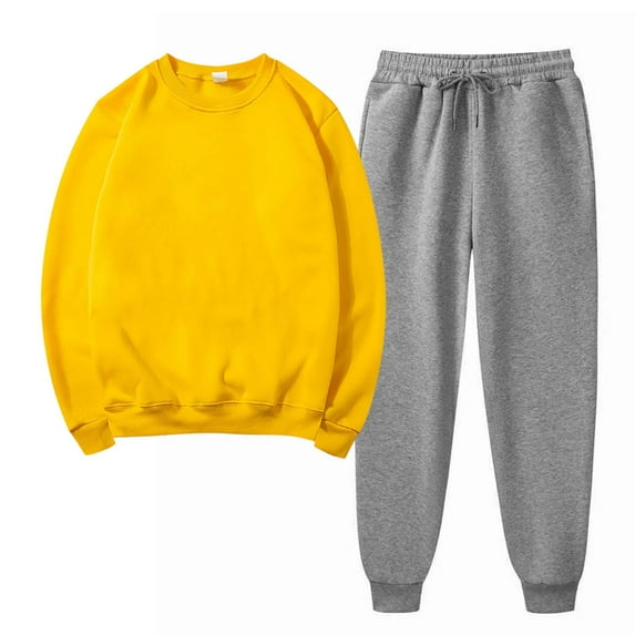 Autumn Two Piece Sets for Women Plus Size Solid Color Round Neck Pullover Casual Sports Pants Sports Set