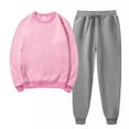 thumbnail image 1 of Autumn Two Piece Sets for Women Plus Size Solid Color Round Neck Pullover Casual Sports Pants Sports Set, 1 of 5
