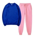 thumbnail image 1 of Autumn Two Piece Sets for Women Plus Size Solid Color Round Neck Pullover Casual Sports Pants Sports Set, 1 of 5
