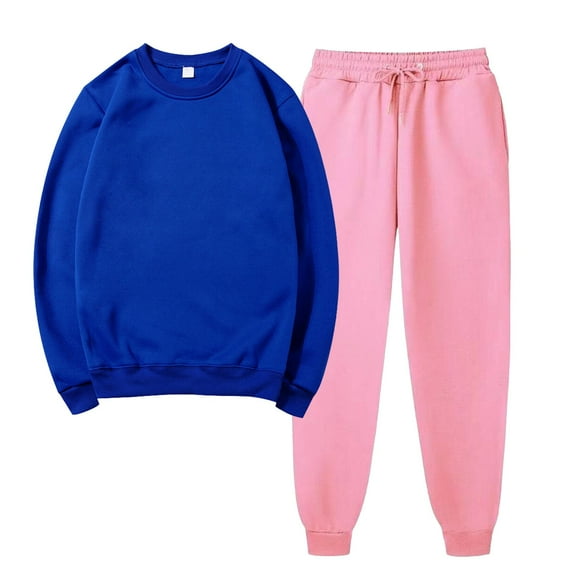 Autumn Two Piece Sets for Women Plus Size Solid Color Round Neck Pullover Casual Sports Pants Sports Set