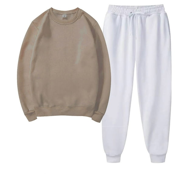 Autumn Two Piece Sets for Women Plus Size Solid Color Round Neck Pullover Casual Sports Pants Sports Set