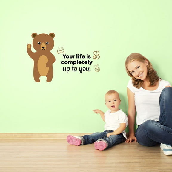 Up To You Bear Animal Life Quote Cartoon Quotes Decors Wall Sticker Art Design Decal for Girls Boys Kids Room Bedroom Nursery Kindergarten Home Decor Stickers Wall Art Vinyl Decoration (8x10 inch)