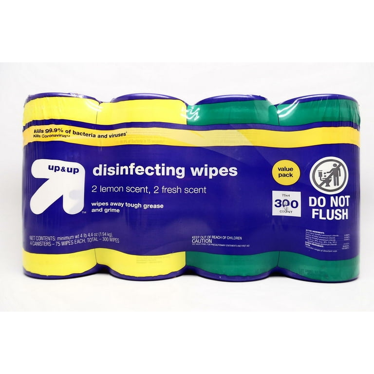 Up Up Disinfecting Wipes 4 Pack 2x Lemon Scent 2x Fresh Scent 300 Wipes