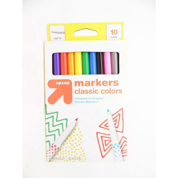 Up & Up Fine Tip Markers Classic Colors Non-toxic Brand Box of 10 Markers