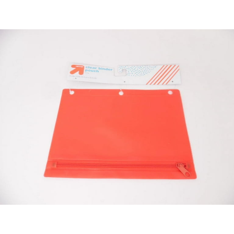 Up&Up Pencil Pouch Clear 3-Hole Binder Pouch w/ Zipper - Red, Yellow