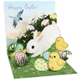 thumbnail image 1 of Up With Paper Easter Friends: White Rabbit, Yellow Chicks, Gray Bird and Decorated Eggs 5-Inch 3D Pop-Up Easter Card, 1 of 3