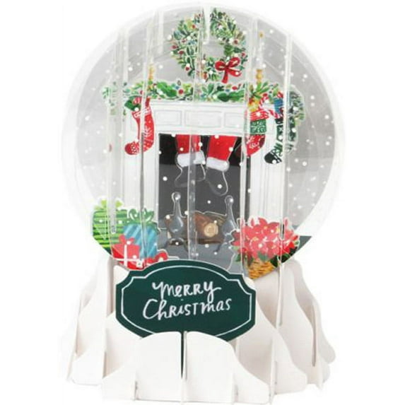 Up With Paper Mantel Santa 5 Inches Pop-Up Snow Globe Christmas Card