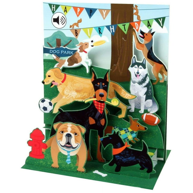 Up With Paper PopUp Sight 'N Sound Greeting Card Dogs