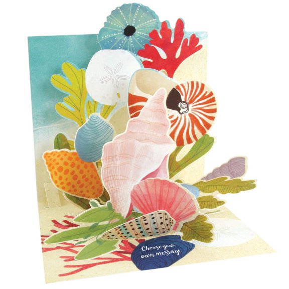 Up With Paper Pop-Up Treasures Greeting Card - Ocean Shells