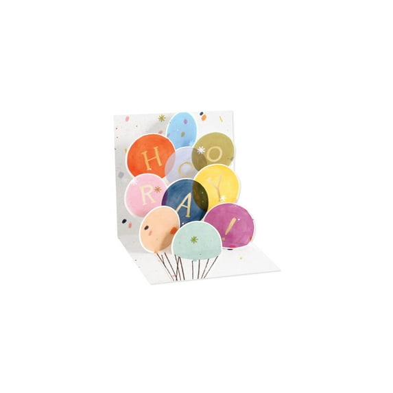 Up With Paper Hooray Balloons 3-Inch Mini 3D Pop-Up Birthday Card