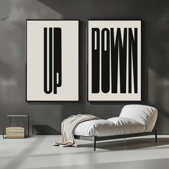 Up and Down Typography Print Set Minimal Modern Wall Art, Set 2, Poster Only