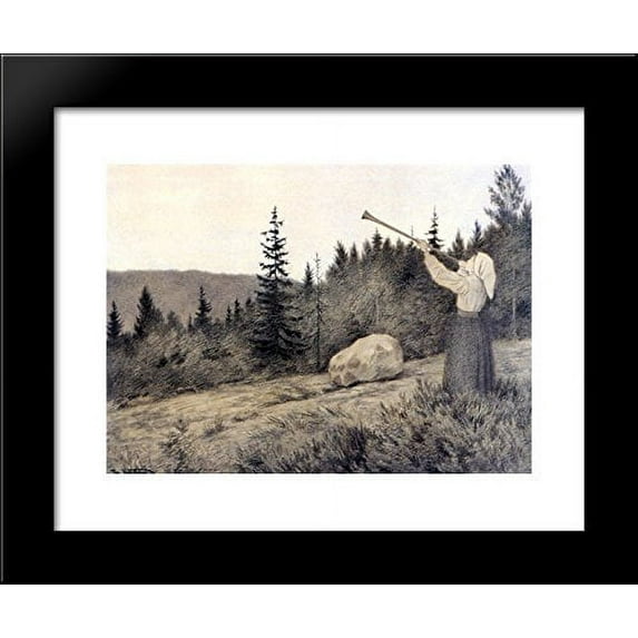 Up in the Hills a Clarion Call rings out 20x24 Framed Art Print by Theodor Severin Kittelsen