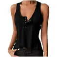 thumbnail image 1 of Up to 40% off! Kmdttou Women's Casual Sleeveless T-shirt With Solid Button Top Fashion Layering Slim Trendy Cool Tops, 1 of 6