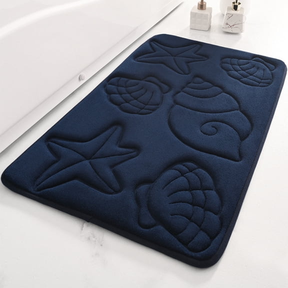 Up&nbsp;to&nbsp;50%&nbsp;off Kbndieu Bath Mat 24 x 16, Extra Thick Bathroom Rugs Soft Absorbent Floor Mat Non-slip Machine Washable Bath Rugs Carpet for Bathroom Kitchen Doorway, Blue