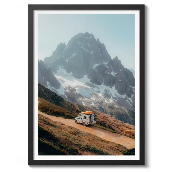 Up the Mountain Print, Car Poster, Modern Wall Art Decor, Snow and Mountain Theme, Gift