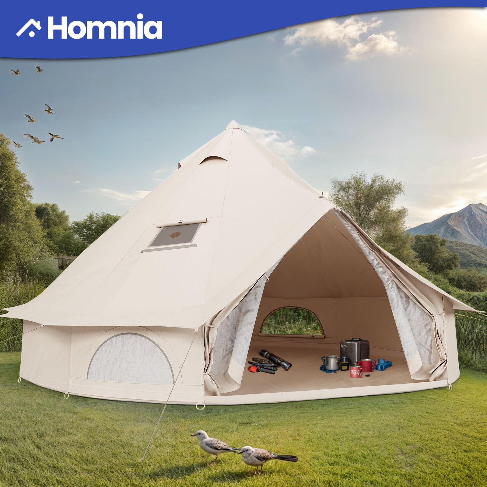 TOMOUNTパップテント TOMOUNT Insulated Canvas Tent with Stove Jack, Suitable for
