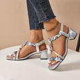 thumbnail image 1 of Up to 25% off Women's Sandals, Xunlbb Fashion Women Casual Round Head Comfy Slippers Beach Casual Slippers Shoes(Silver,Size:38), 1 of 9