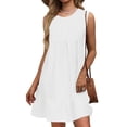 thumbnail image 1 of Up to 30% off Black Dresses for Women, Fashion Womens’s Summer Round Neck Solid Color Casual Beach Dress(White,S), 1 of 6