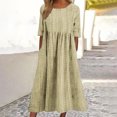 thumbnail image 1 of Up to 30% off Black Dresses for Women, Women’s Fashion Printed Short Sleeve Round-neck Long Dress(Khaki,S), 1 of 5