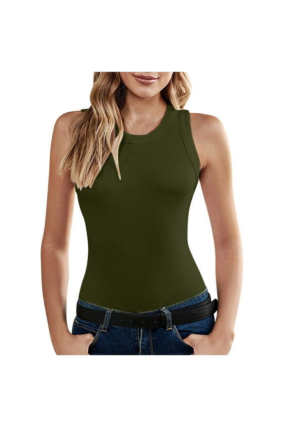Up to 30% off! Kmdttou Fashion Women Sleeveless Garment Comfortable Breathable Round-Neck Blouses Tops Fashion Layering Slim Trendy Cool Tops