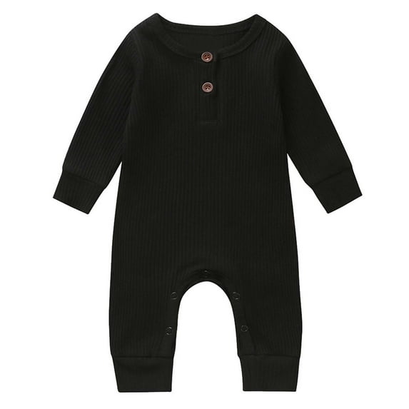 Up to 30% off Newborn Baby Spring And Clothes Comfortable Solid Color Round-neck Rompers 12-18 Months