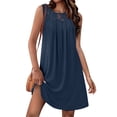 thumbnail image 1 of Up to 30% off Summer Dress, Women's Solid Sleeveless Round Neck Sexy Elegant Club Party Tunic Mini Dresses Casual Vacation Dress(Navy,S), 1 of 7