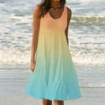 thumbnail image 1 of Up to 30% off Summer Saving Women Dresses, Womens Summer Round Neck Print Sleeveless Beach Dress(Light Blue,S), 1 of 8