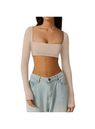 Tank Tops for Women Square Neck Sleeveless Slim Fitted Shirt Crop
