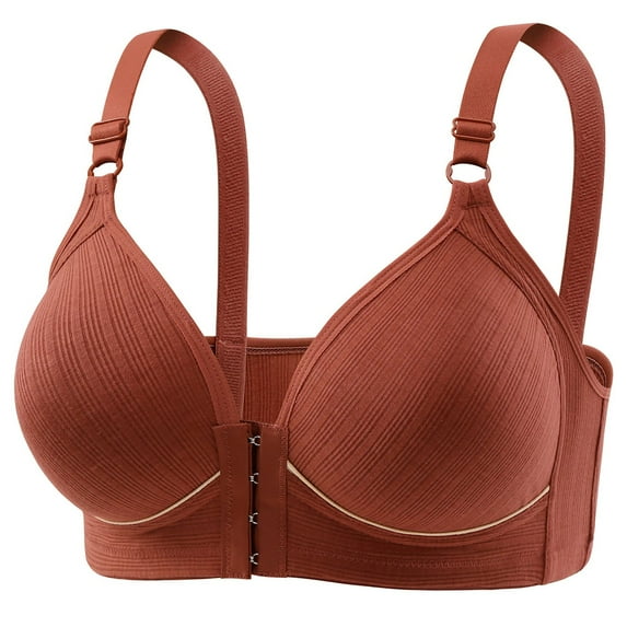 Up to 35% off Ndbuld Large Size Women's Bra Women's Large Size Adjustable Push-Up Breathable Full Cup Bra Without Wires,Brown,L