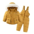 thumbnail image 1 of Ski Suit Kids Snowsuit Boys Girls Fashion Solid Color Down Jackets Keep Thickening Warm Outdoor Coat Jumpsuit Set, 1 of 9