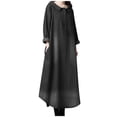 thumbnail image 1 of Women's Summer Plus Size Dress Women's Loose Fashionable Comfortable Cotton Denim Shirt Skirt,Black,XL, 1 of 6