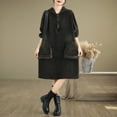 thumbnail image 1 of Women's Summer Plus Size Dress Women's Loose Retro Patchwork Hooded Denim Pullover Loose Mid Length Dress,Black,2XL, 1 of 8