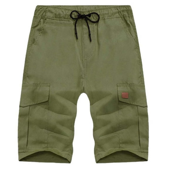 Swim Trunks for Men Mens Trunks Ndbuld Men's Plus Size Cargo Shorts Multi-Pockets Relaxed Summer Beach Shorts Pants Army Green 2XL