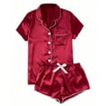thumbnail image 1 of Up to 40% off Homenesgenics Sleepwear Satin Casual Homewear Button Two-Piece Pajama Set Pink S, 1 of 4