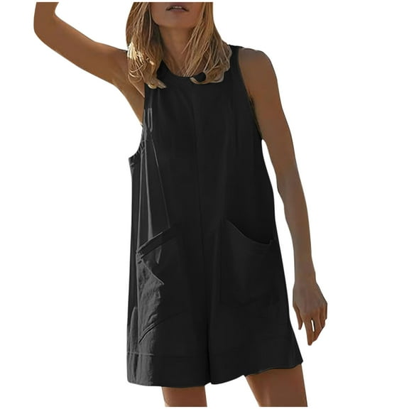 Up to 40% off! Women's Solid Color Hollow Back Overalls Jumpsuit with Pockets 2025 Clothes