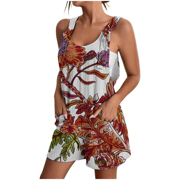 Up to 40% off! Women's Summer Comfortable Casual Suspender Printing Shorts Pocket Jumpsuit Shorts with Pockets 2025 Clothes
