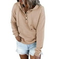 thumbnail image 1 of Gifts Borniu Women's Hooded Solid Color Long-sleeved Sweatshirt Casual Blouse Pullover Tops, 1 of 5