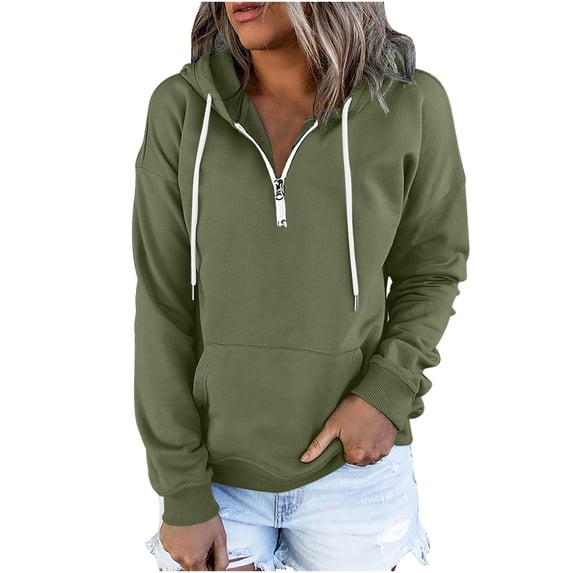 Up to 40% off fashion Clearance Gifts Borniu Women's Hooded Solid Color Long-sleeved Sweatshirt Casual Blouse Pullover Tops