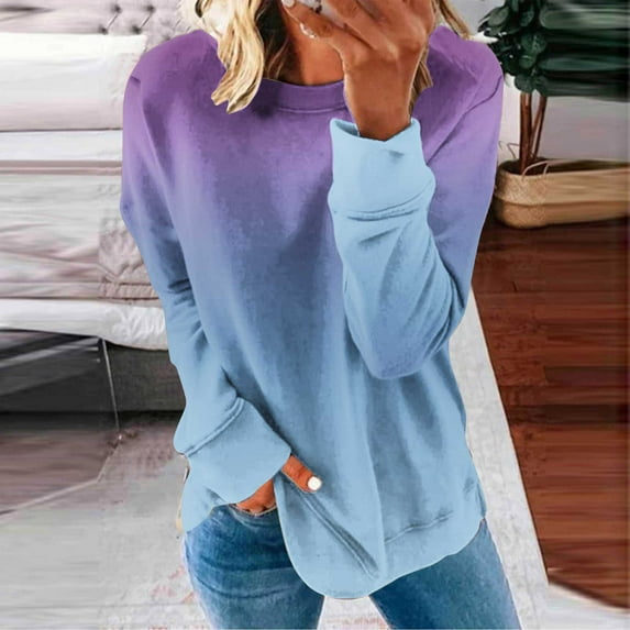 Gifts Borniu Women's Round Neck Fashion Casual Long Sleeve Print Sweatshirt Tops Blouse