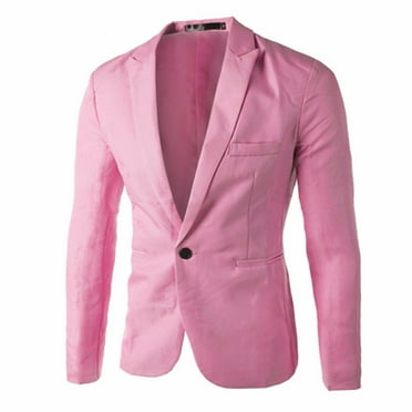 Up to 50% Off！Azrian Blazers And Sports Coats Charm Men's Casual Slim Fit One Button Suitr Coat Jacket Tops Men/Pink L