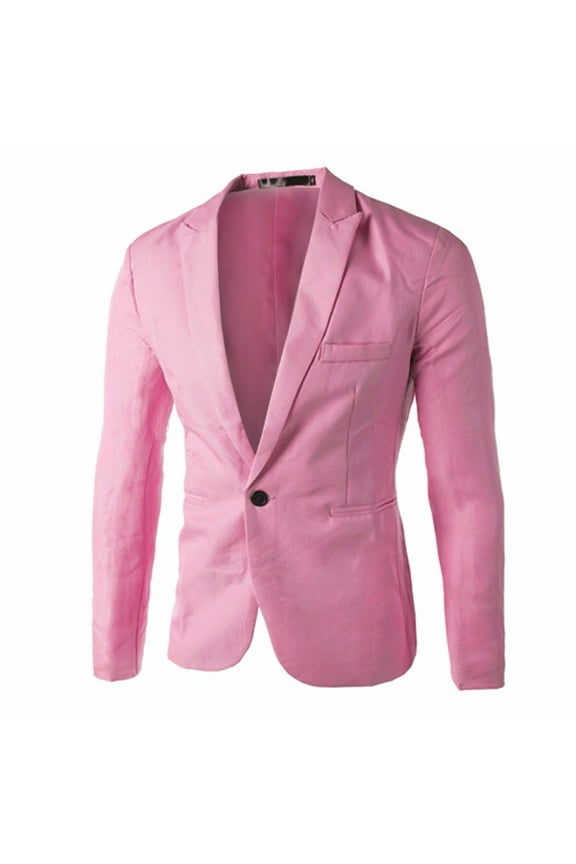 HWRETIE Blazers and Sports Coats Charm Men's Casual Slim Fit One Button Suitr Coat Jacket Tops Men/Pink L