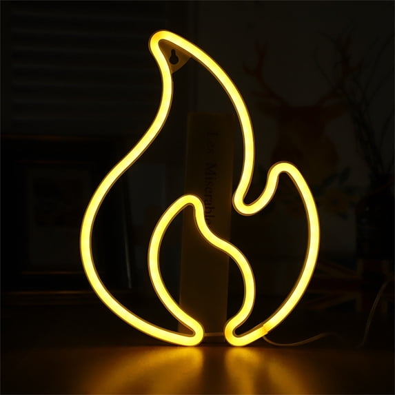 Up to 50% Off, Dvkptbk Flame Neon Sign, Neon Lights For Wall Decor, USB Battery Powered Neon Wall Light