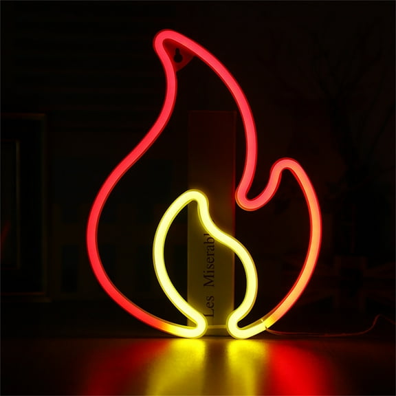 Up to 50% Off, Dvkptbk Flame Neon Sign, Neon Lights For Wall Decor, USB Battery Powered Neon Wall Light