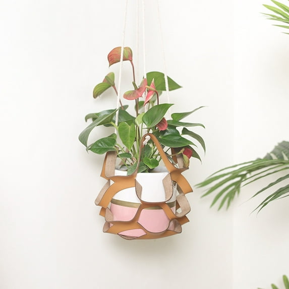 Flower Vase Qwtwty Leather Flower Pot Tray Multi- Plant Hanging Basket Hanging Pot Hanger