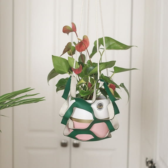 Front Porch Decor Qwtwty Leather Flower Pot Tray Multi- Plant Hanging Basket Hanging Pot Hanger