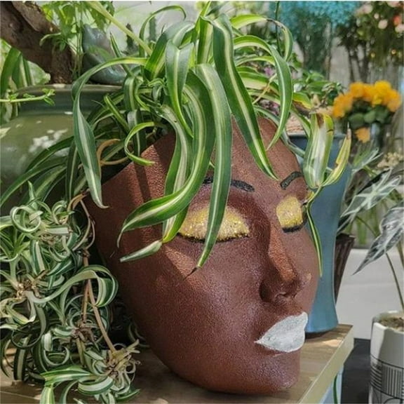 Outdoor Decor Qwtwty Resin Human Face Wall Mounted Outdoor Garden Wall Decoration Planter